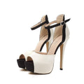 Nude Peep Toe Ankle Strap Stiletto High Heels Sandals - OhYoursFashion - 4