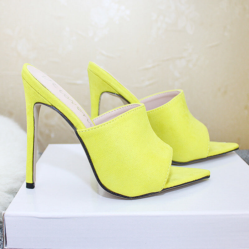 Suede Peep Toe Pointed Toe Sandals