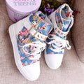 Cute Floral Print Skull Lace Up High Cut Women Sneakers - OhYoursFashion - 7