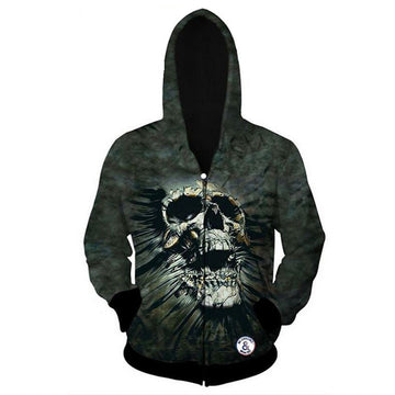 Digital Printing Green Skull Threads Hoodie - Oh Yours Fashion - 1