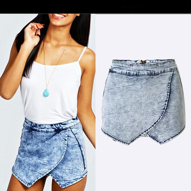 Summer Crossover Irregular Casual Denim Skirt Shorts - OhYoursFashion - 1