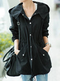 Skull Embroidered Hooded Belt Long Sleeves Mid-length Coat - OhYoursFashion - 3