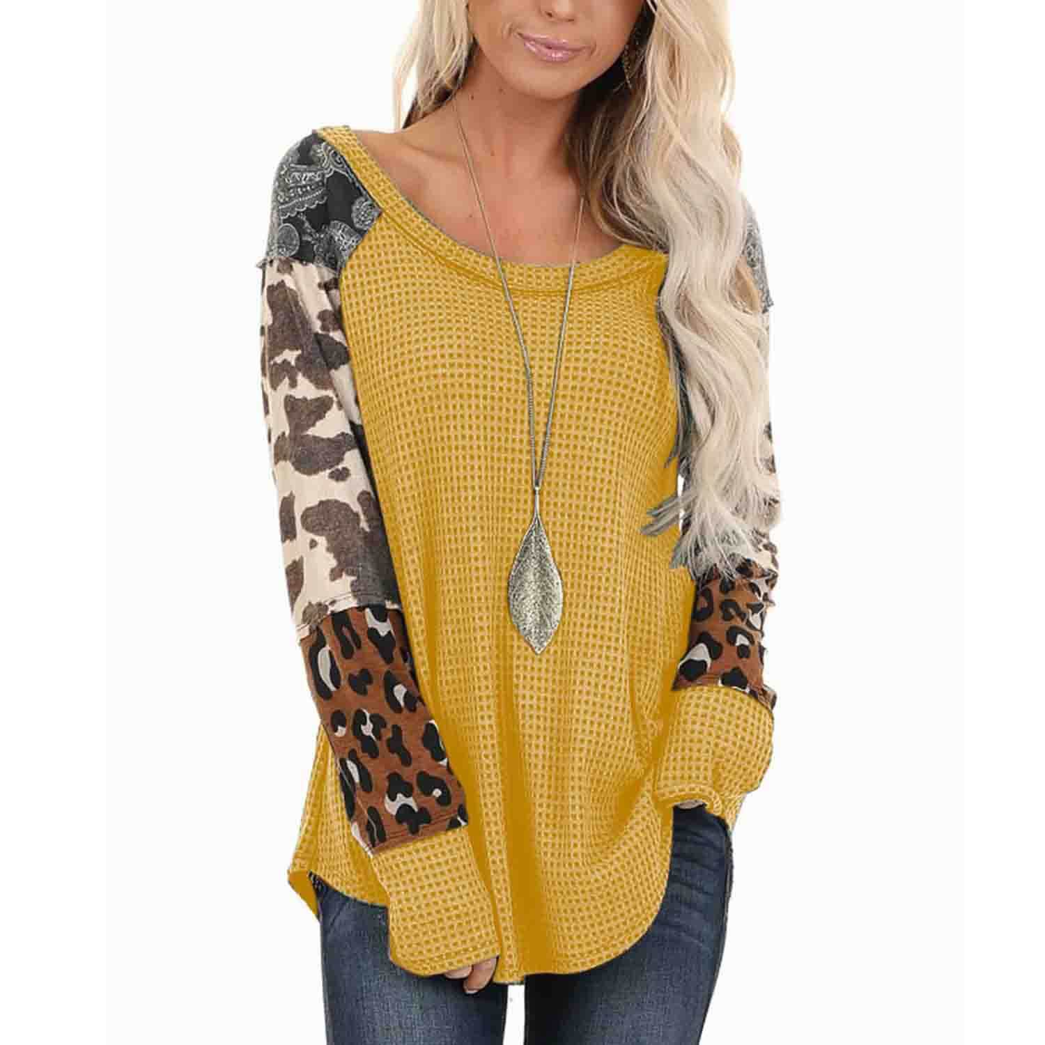 Patchwork Scoop Neck Loose Blouse