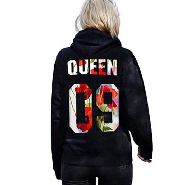 Back Letter Print Queen King Hooded Lover?¡¥s Hoodie