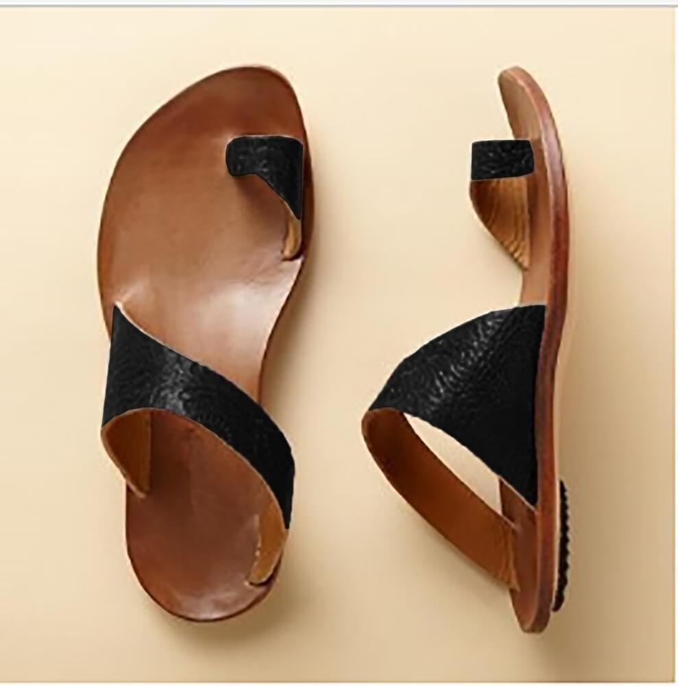 Flat Bunions Leather Slip-on Slide Sandal