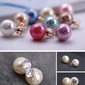 Printing Zircon Double Pearl Earring - Oh Yours Fashion - 8