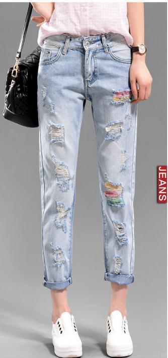 Holes Ripped Frayed Rolled Hem Slim Hot Beggar Jeans - OhYoursFashion - 2