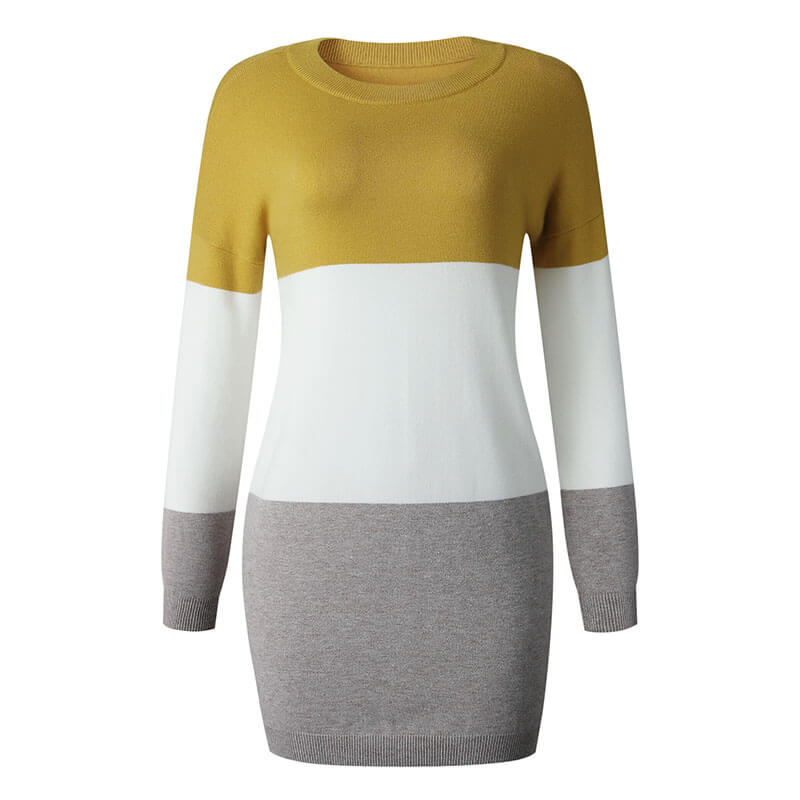 Slim Colorblock Sweater Dress
