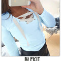 Candy Color Straps Lace-up V-neck Sweater