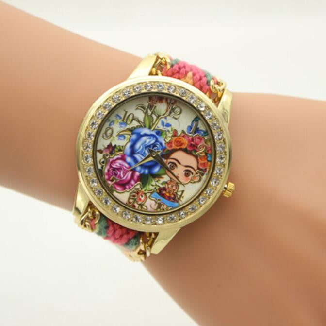 Flower Beauty Print Woven Strap Watch - Oh Yours Fashion - 1