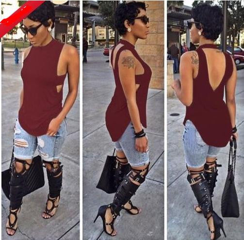 Backless Sleeveless High Neck Slim Sexy Blouse - Oh Yours Fashion - 6