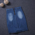 Denim Blue Skinny Zipper Short Hole Skirt - Oh Yours Fashion - 5