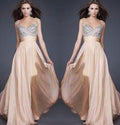 Fashion Chiffon V-neck Splicing Long Prom Party Dress - OhYoursFashion - 3