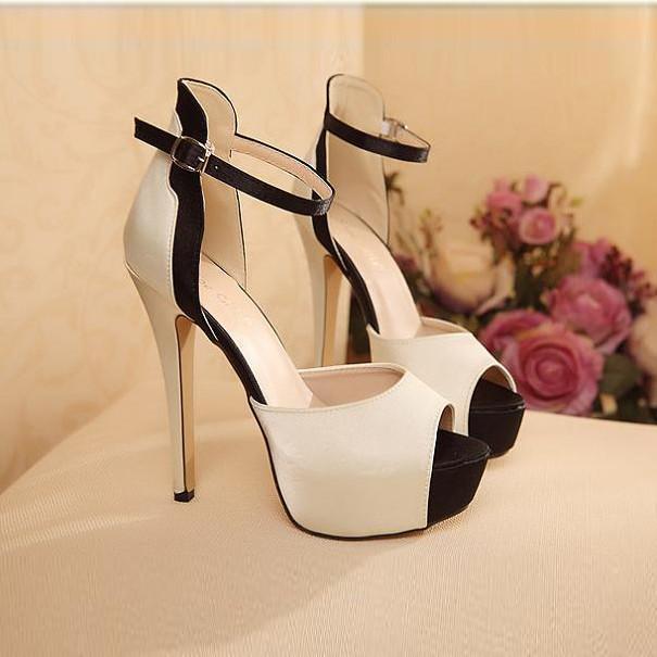 Nude Peep Toe Ankle Strap Stiletto High Heels Sandals - OhYoursFashion - 3