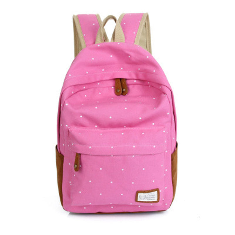 Polka Dot Candy Color Canvas Backpack School Bag - Oh Yours Fashion - 3