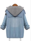 Blue Hooded Drawstring Denim Two Pieces Coat - Oh Yours Fashion - 5