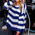 Loose Pocket Decorated Striped Sweater