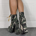 Fashion Camo Platform Strap High Heel Ankle Boots