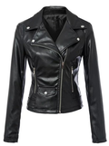 Women Black Zipper Rivet Crop Moto Jacket - Oh Yours Fashion - 2
