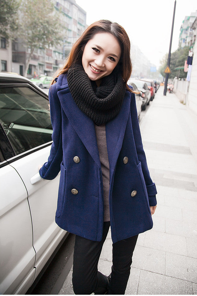 Double Breasted Lapel Solid Long Thick Coat - Oh Yours Fashion - 5