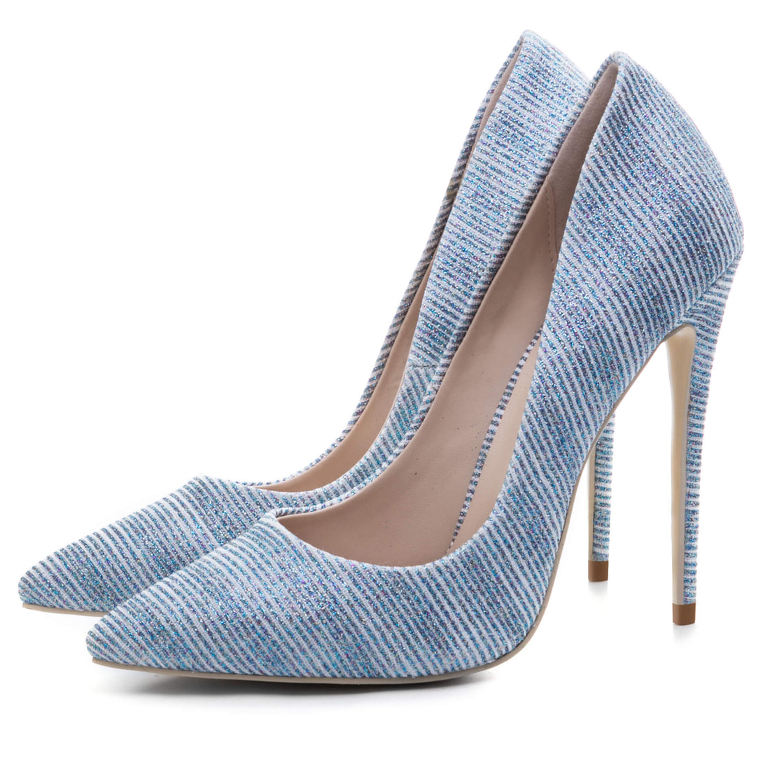 Casual Sequin Fabric Pointed Toe Stiletto Heel Pumps