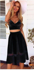 Spaghetti Strap Patchwork Crop Top with Long Skirt Two-piece Dress - OhYoursFashion - 6
