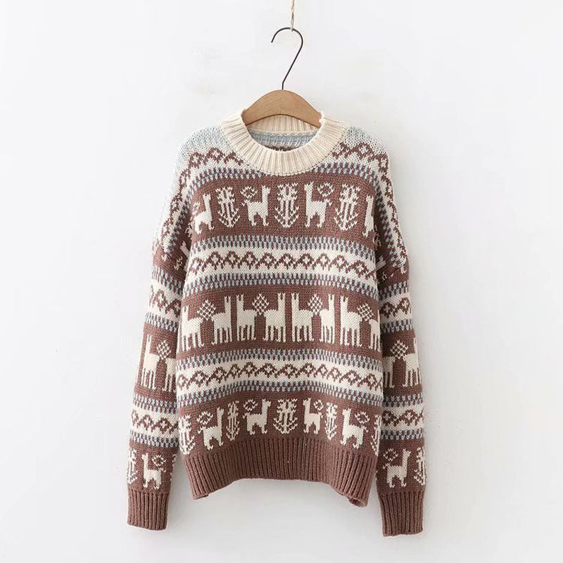 Slouchy Crewneck Knit Christmas Sweater