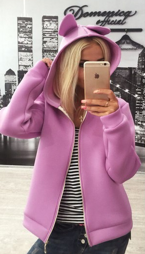 Solid Candy Color Zipper Cute Short Hooded Coat - Oh Yours Fashion - 1