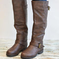 Retro Long Buckled Leather Vintage Boots