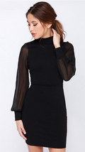 Slim Pure Color Splicing Backless Long sleeve Short Dress - OhYoursFashion - 3