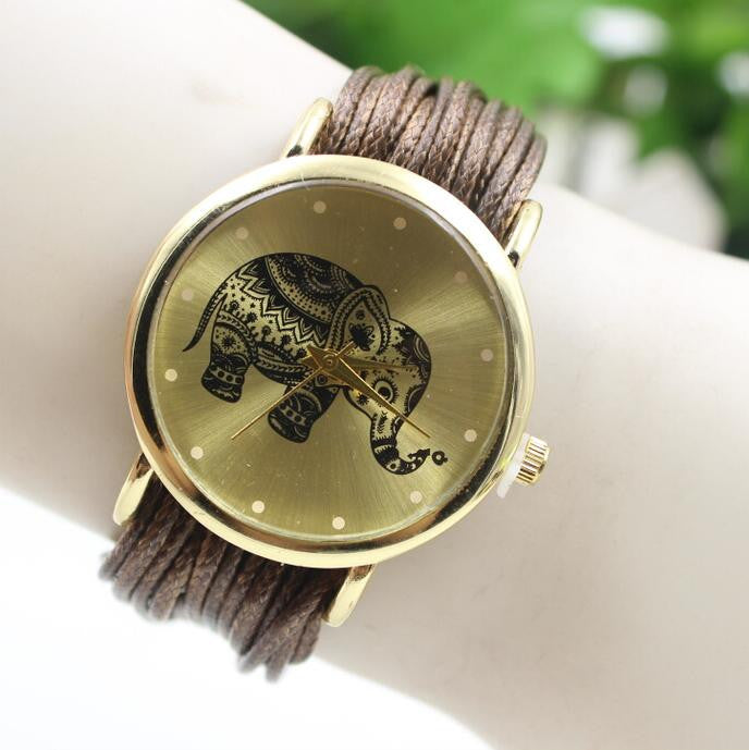 Elephant Print Multilayer Leather Watch - Oh Yours Fashion - 4