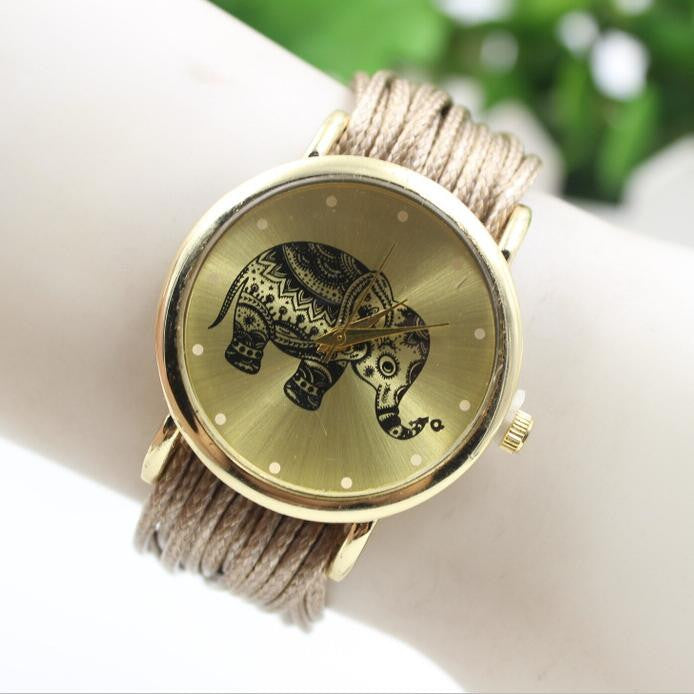 Elephant Print Multilayer Leather Watch - Oh Yours Fashion - 5