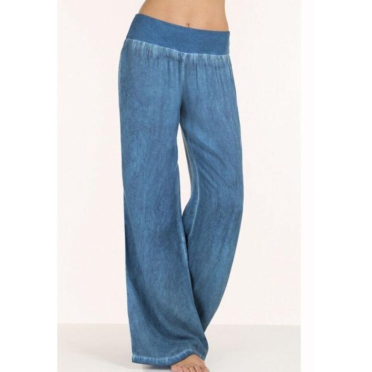 High Waist Loose Wide-leg Long Elastic Pants