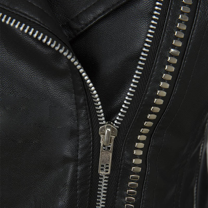 Faux Leather Cuff Moto Jacket