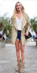 Fashion Lapel Long Sleeves Mid-length Zipper Coat - OhYoursFashion - 1