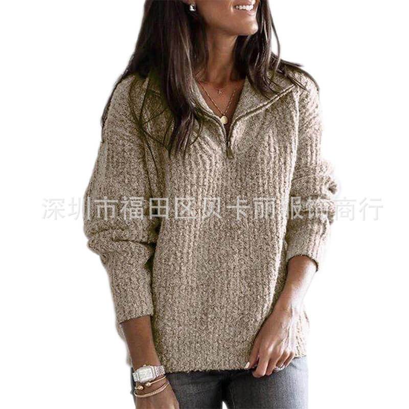 Ribbed Knit Zip Up Sweater