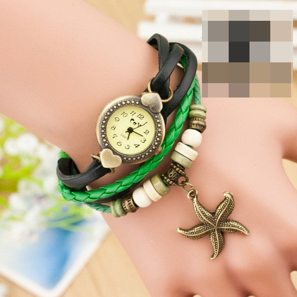 Heart Starfish Woven Bracelet Watch - Oh Yours Fashion - 3
