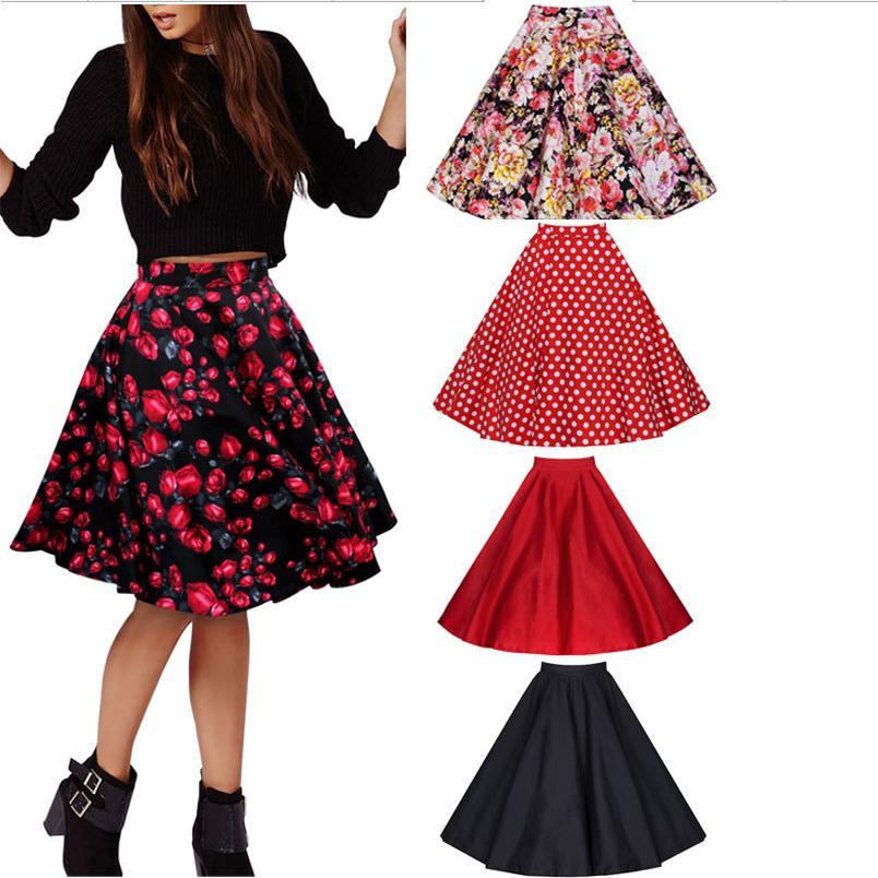 3D Flower Print Flare Ruffled Middle Skirt - OhYoursFashion - 3