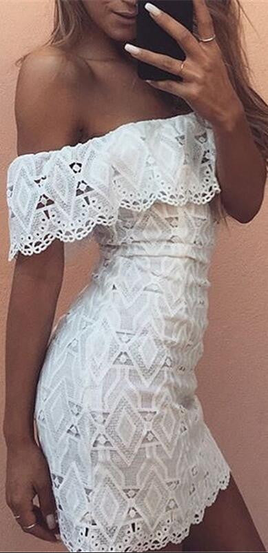 Sexy Strapless Bodycon Lace Short Dress - Oh Yours Fashion - 2