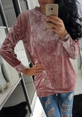 Fashion Velvet Scoop Leisure Loose Style T-shirts - Oh Yours Fashion - 2