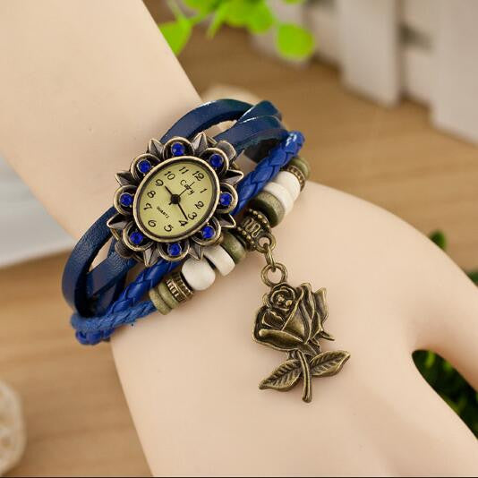 Retro Style Rose Pendant Multilayer Watch - Oh Yours Fashion - 4