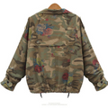 Bat-wing Sleeves Camouflage Casual Flower Print Long Sleeves Short Coat - OhYoursFashion - 4