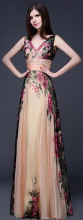 Elegant Flower Print Pleated Long Dress - Oh Yours Fashion - 2