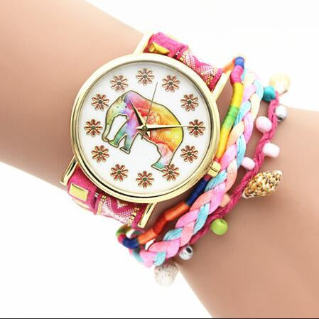 Elephant Print Colorful Strap Watch - Oh Yours Fashion - 1