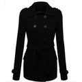 Lapel Double Breasted Slim Long Coat with Belt On