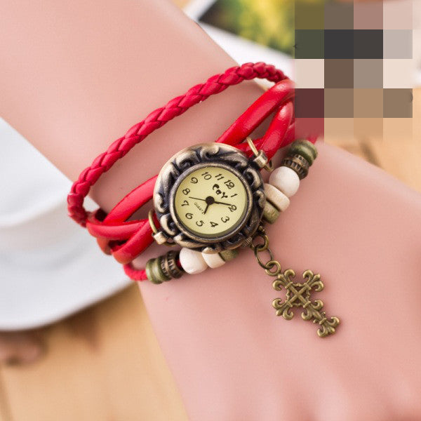 Retro Cross Multilayer Woven Watch - Oh Yours Fashion - 1