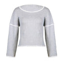 Gray Lantern Sleeve Patchwork Sweater