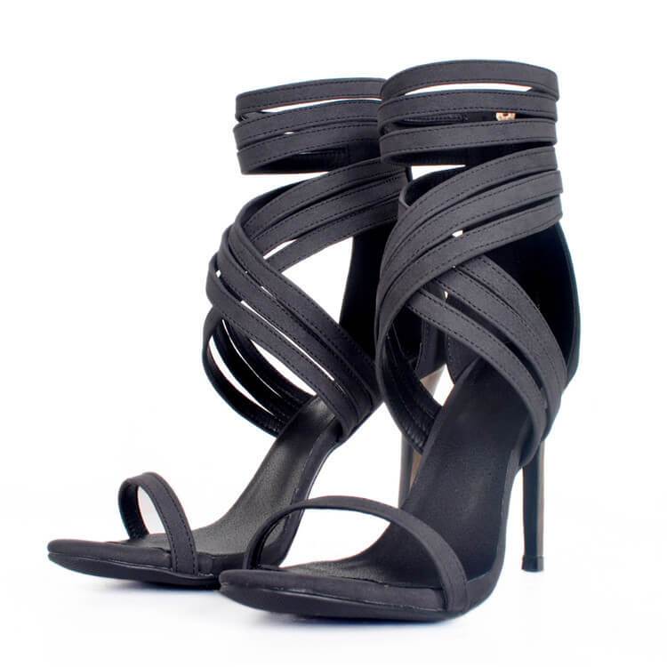 Gladiators Lace Up Strappy Ankle Cutout Sandals