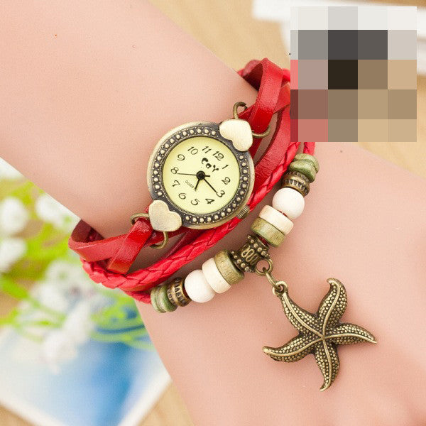 Heart Starfish Woven Bracelet Watch - Oh Yours Fashion - 1