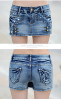Buttons Crossover Rivet Regular Denim Skirt Shorts - OhYoursFashion - 4